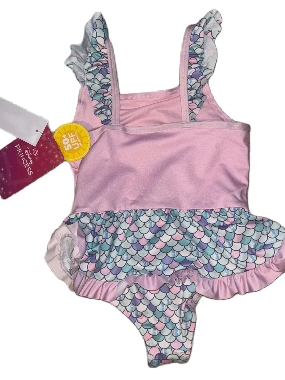 Girls Disney Princess Pink Little Mermaid Ariel One-Piece Swim Suit with UPF 50+